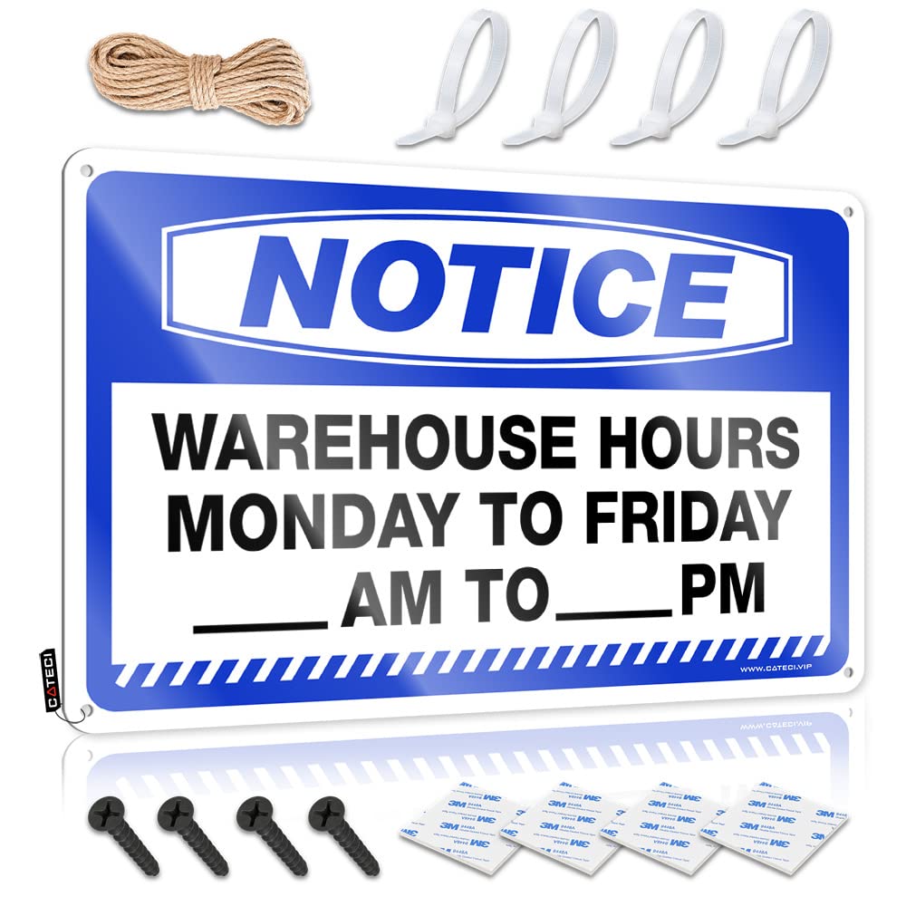 HELIOFORGE Funny House Decor Notice Warehouse Hours Monday To Friday_ Am Tin Sign Tin Signs For Bar Sign Decor(30X40CM)