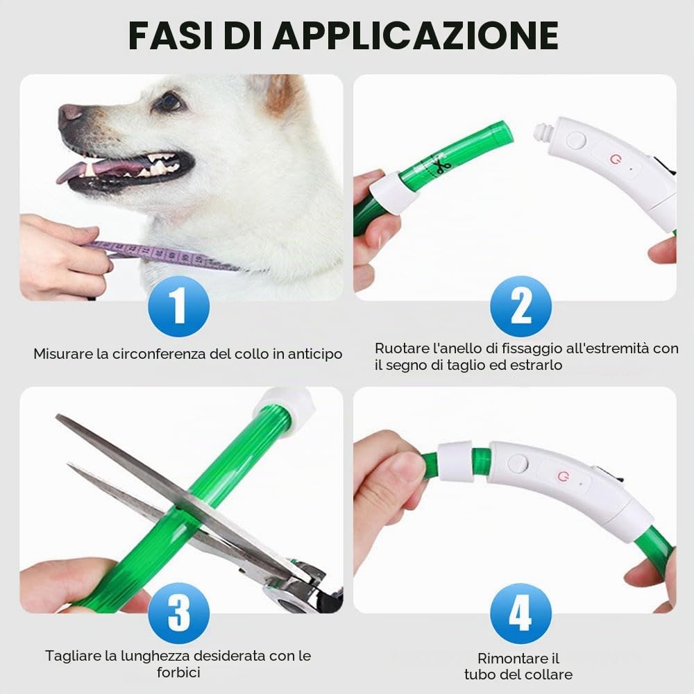 Voarge Collare luminoso per cane - Ricaricabile - Con 3 modalità di illuminazione - LED regolabile in lunghezza - Per cani di taglia media e grande - Blu