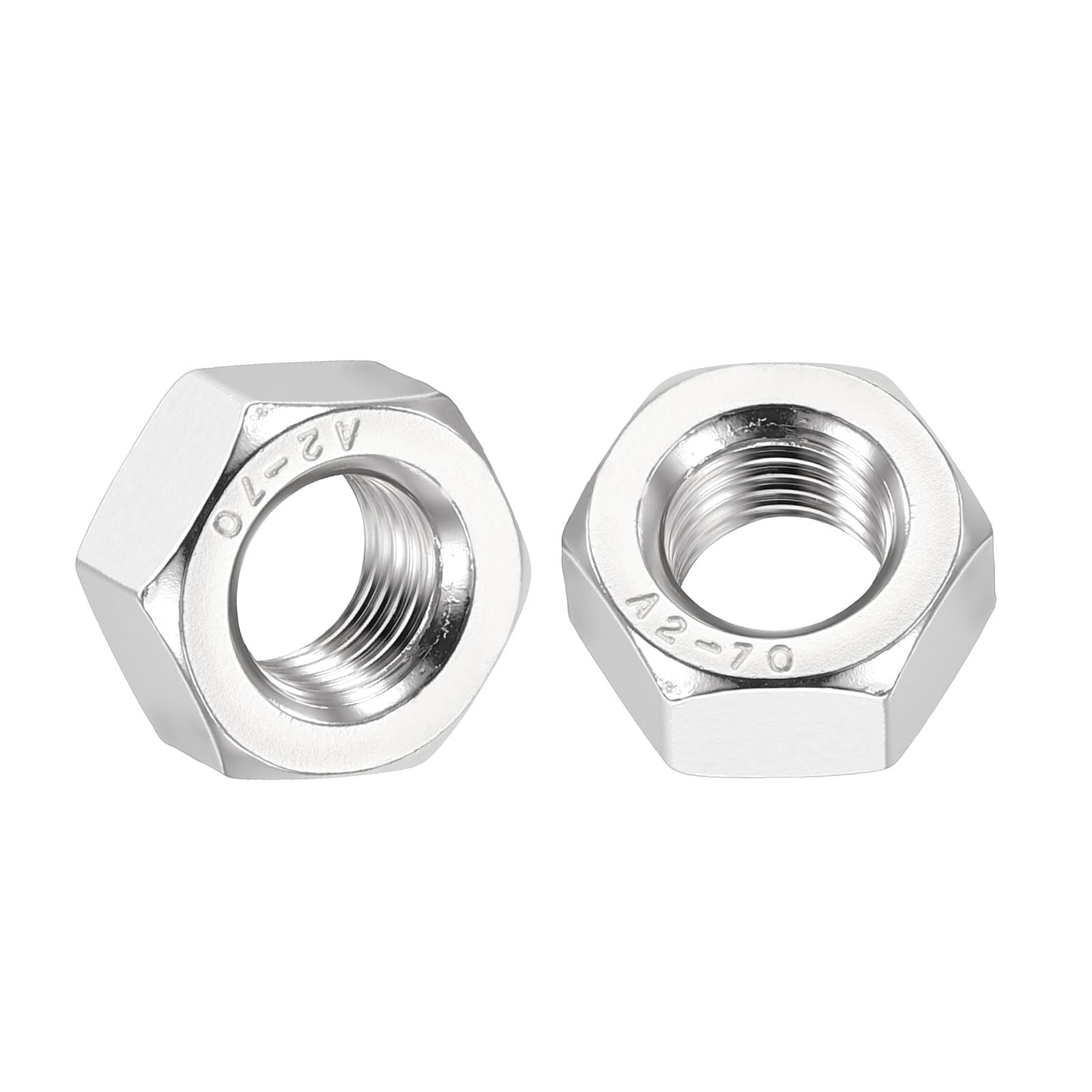 Kozelo 10pcs Hex Nuts - [M10-1.25] 304 Stainless Steel 18-8 (A2-70) Hardware Nuts for Mechanical Repair & Assembly, Standard Metric Fine Thread Nut, Bright Finish, Silver