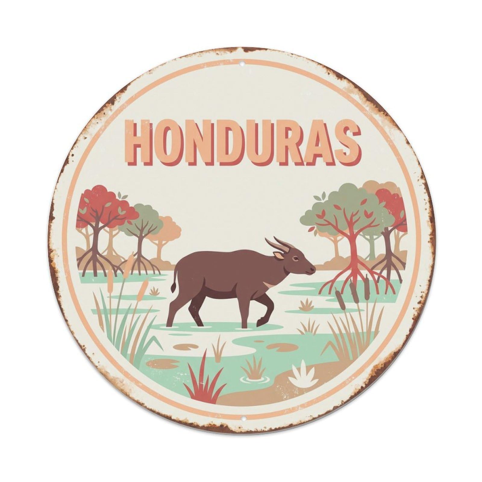 Honduras Anoa Wetland Swamp Metal Tin Sign