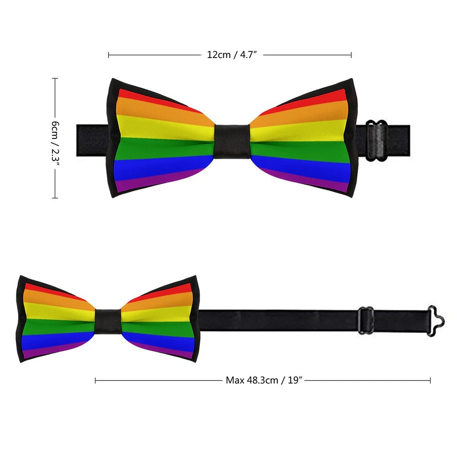 GoasNei Rainbow Pride Flag Bow Tie for Men Adjustable Necktie Funny Tie Neck Ties for Weddings Party