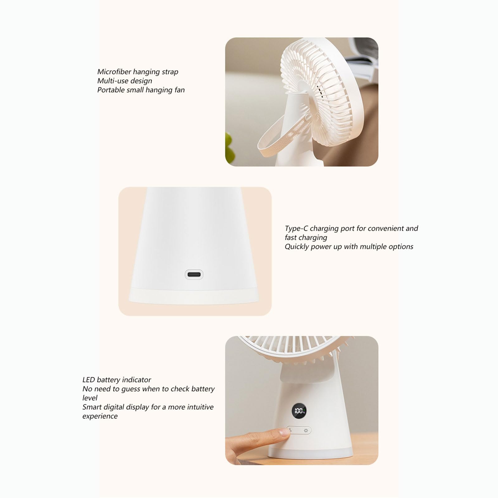 Ventilatore da Tavolo,Circolatore d'aria,ventilatore portatile,5 Velocità Regolabili,Ventilatore Silenzioso Notte con Luce Notturna,per Circolazione Aria,Per Soggiorno,Cucina,Scrivania,Campeggio