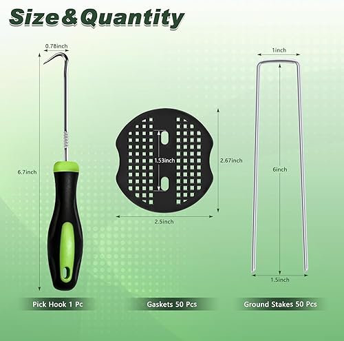 Miniatura 2 de FEED GARDEN 50 grapas galvanizadas de paisaje de 6 pulgadas, 50 juntas, gancho de púa, estacas de jardín calibre 11, tela de paisajismo