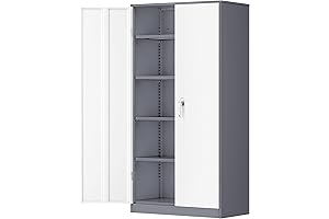 72" Locking Metal Storage Cabinet: Steel Snapit Storage Solution