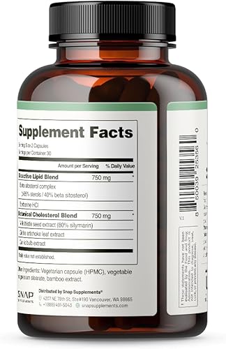 Miniatura 8 de Snap Supplements Colesterol Health - Apoya los niveles saludables de colesterol y la salud natural del corazón, 60 cápsulas