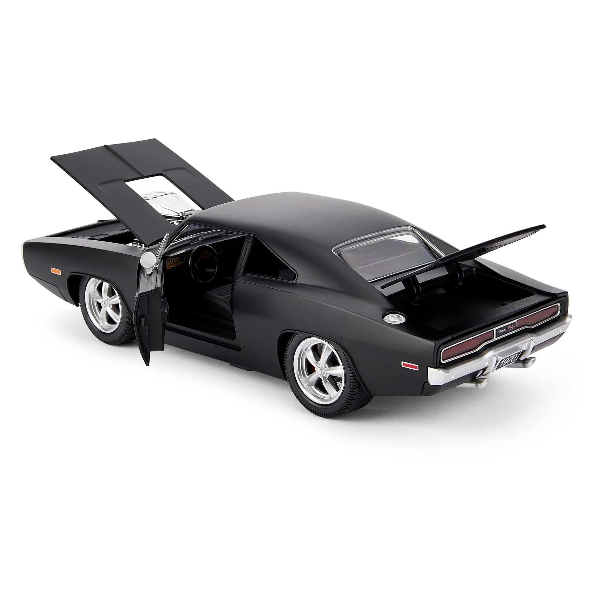 RC 1970 Dodge Charger RT, sous licence officielle, échelle 1:16, télécommande avec effets sonores, lumières LED, suspension indépendante, intérieur détaillé - Noir