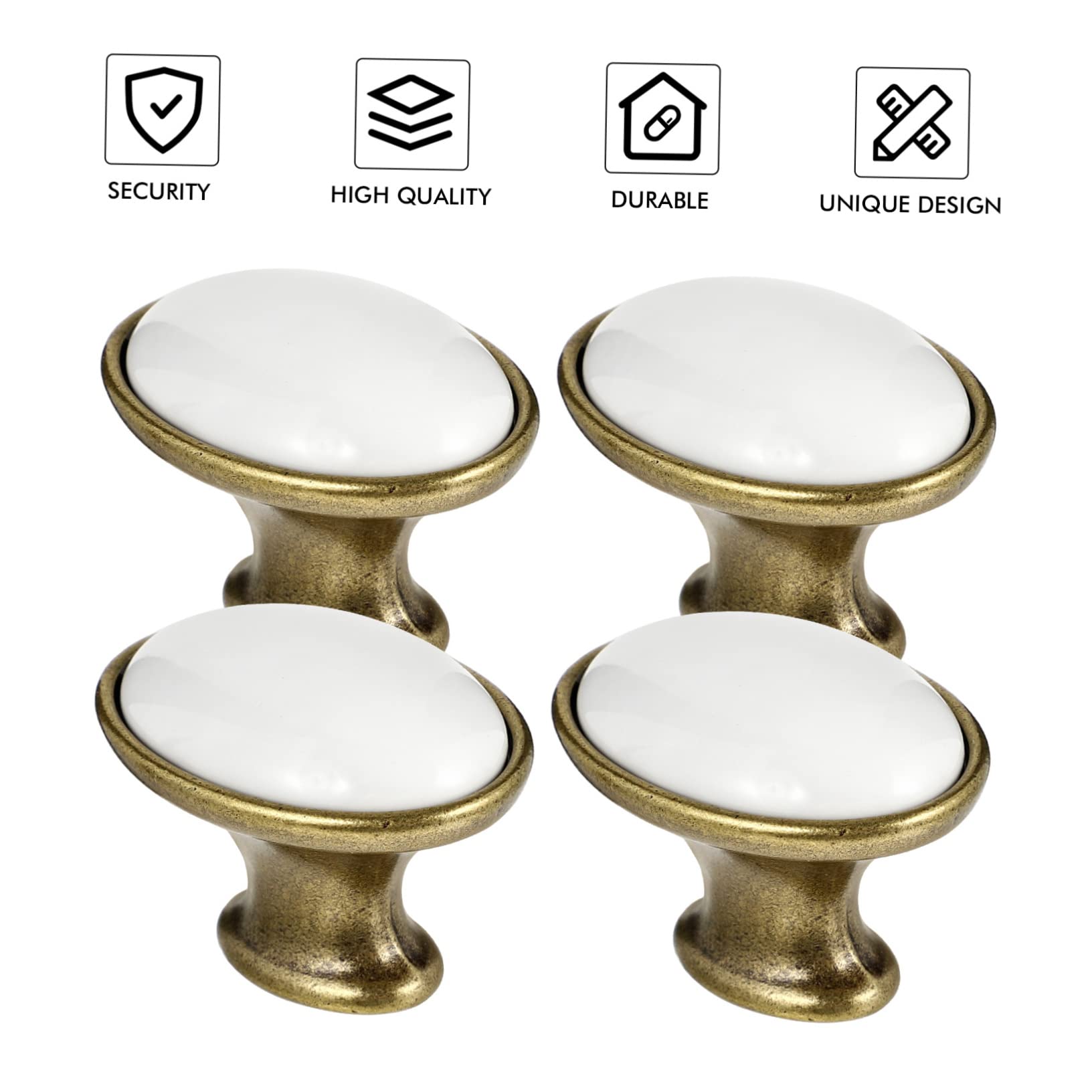 Yardenfun 4pcs Satin Nickel Retro Oval Zinc Alloy Cabinet Door Knobs Drawer Pull Handles for Home Decor