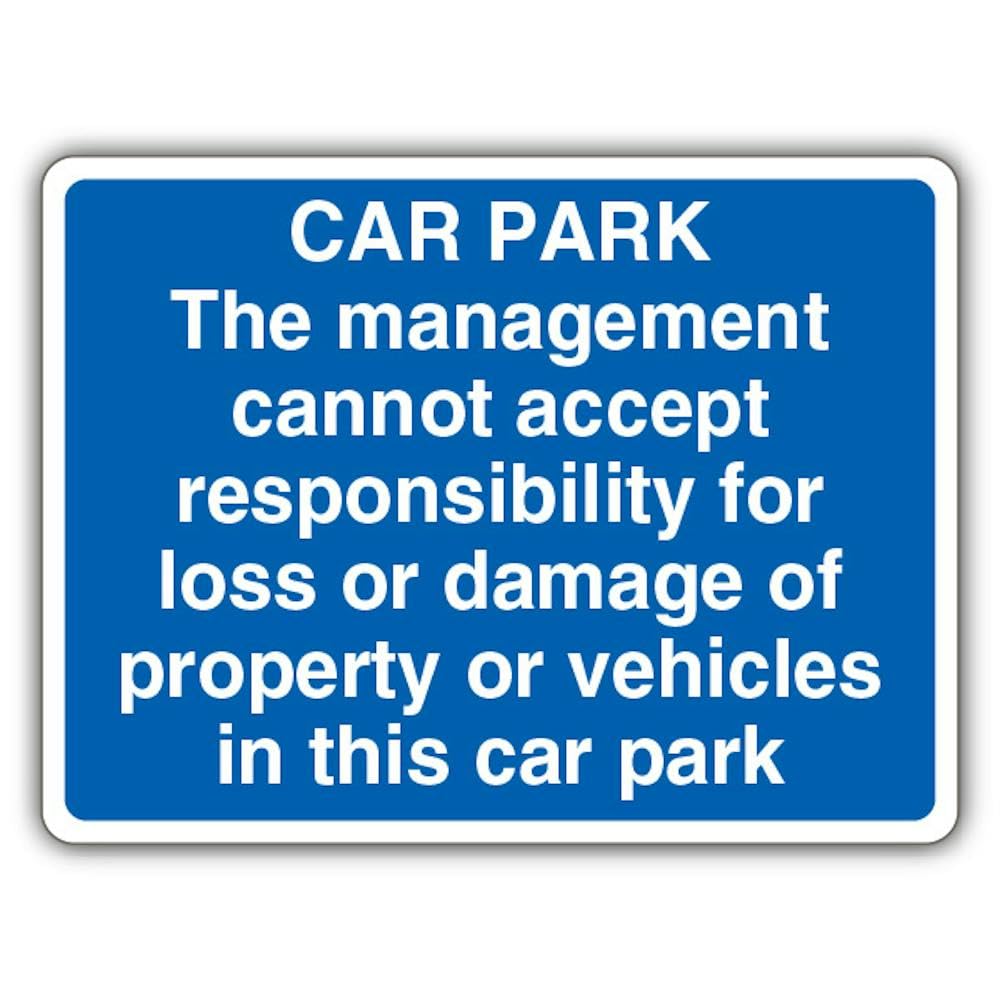 V Safety Management Cannot Accept Responsibility For Loss/Damage - Blue Safety Sign - 300 x 225 mm - RA2 Reflective 3mm Aluminium Composite