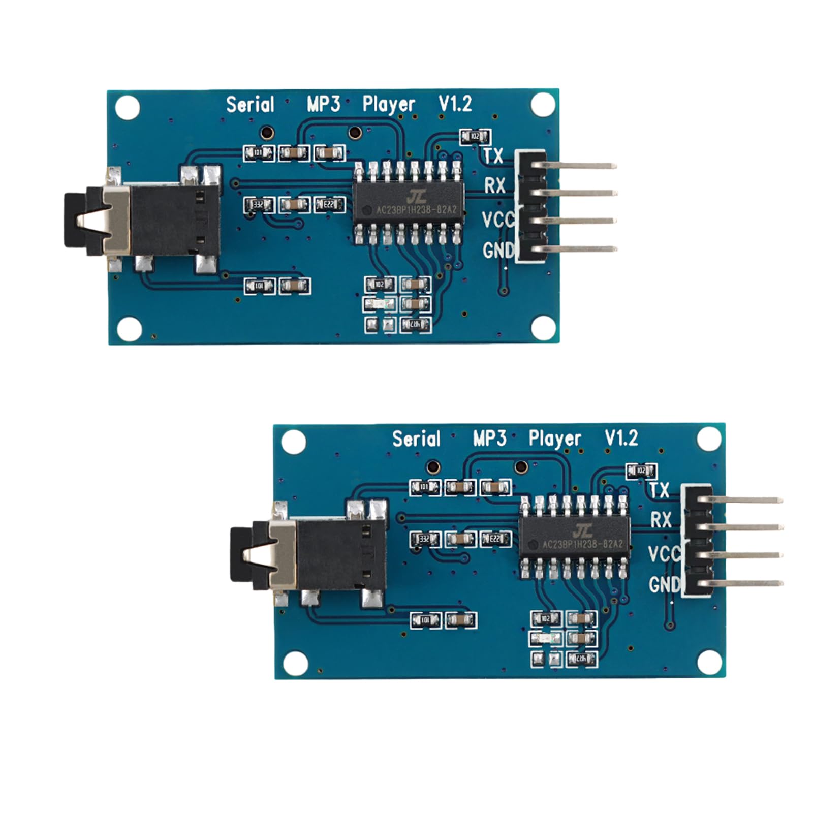MusRock 2pcs YX5300 UART TTL MP3 Voice Player Module with Micro SD Holder