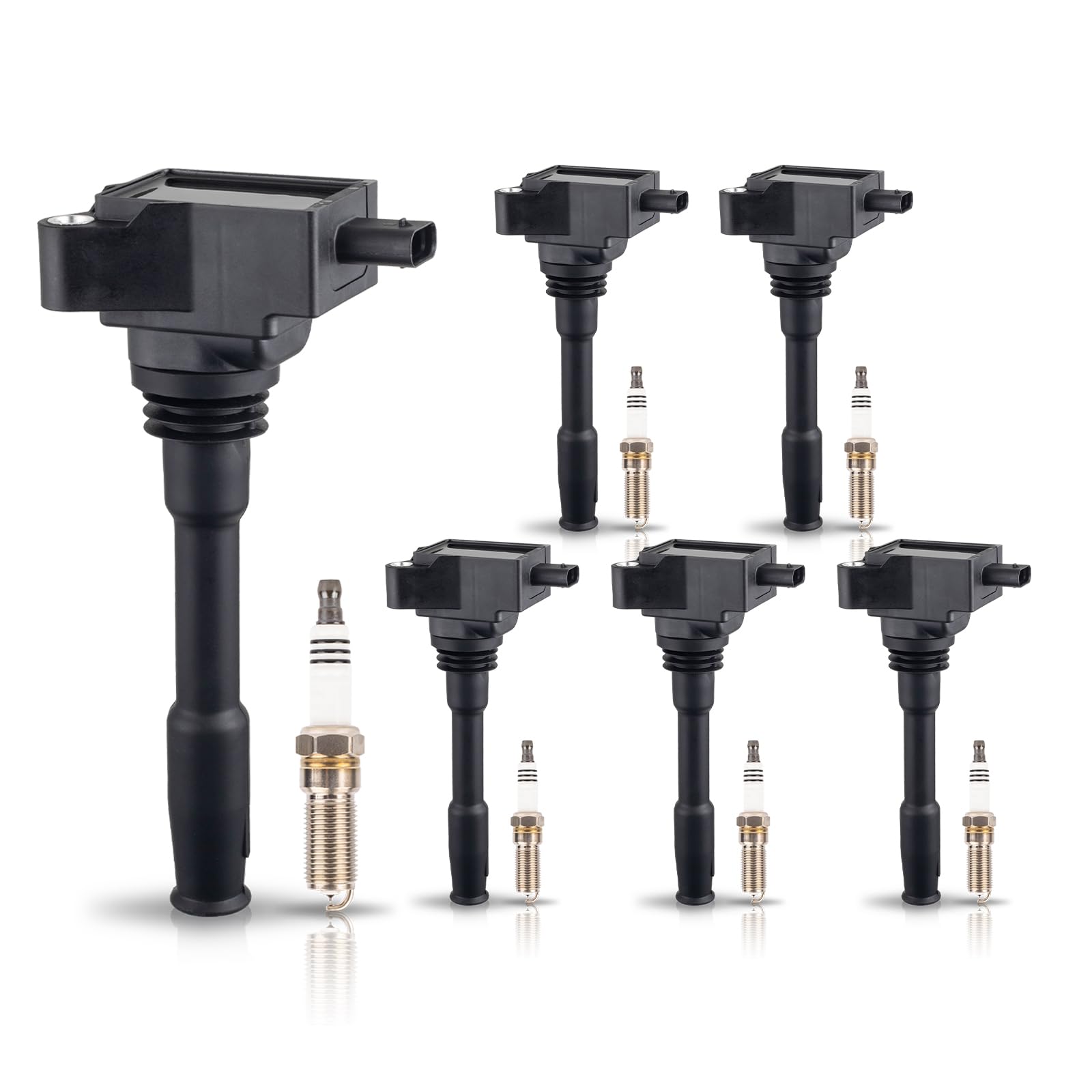 ENA Set of 6 Ignition Coil with 6 Iridium Spark Plug Compatible with Ford Lincoln Bronco Edge Explorer F-150 Aviator Nautilus 2019-2023 V6 2.7L 3.0L Replacement for JT4Z12029A KT4Z12029A PB5Z12029A