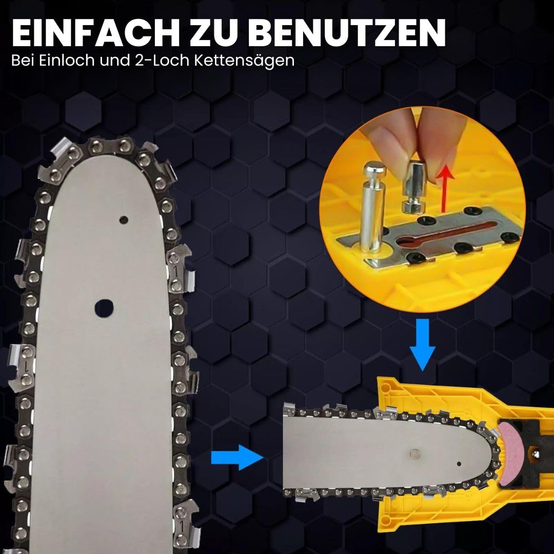 garten stadl UltraSaw - das Original - Universal Kettenschärfer für jede Kettensäge Tragbares Kettenschärfgerät für schnelle und präzise Schärfung, inklusive 1 Schleifstein