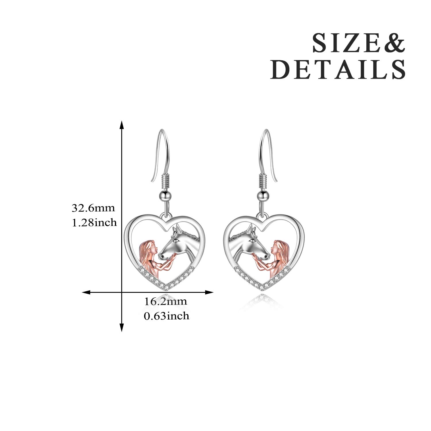 YFN Orecchini a Forma di Cavallo in oro Rosa Gioielli Orecchini a Bottone con Animali in Argento Sterling Regalo per Ragazze a Cavallo per Ragazze (Orecchini a Cavallo Rosa 2)