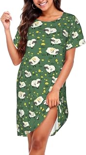 Nightgowns For Women Soft Cotton Sleepshirt Short Sleeve Lounge Dress Casual Ladies Sleepwear