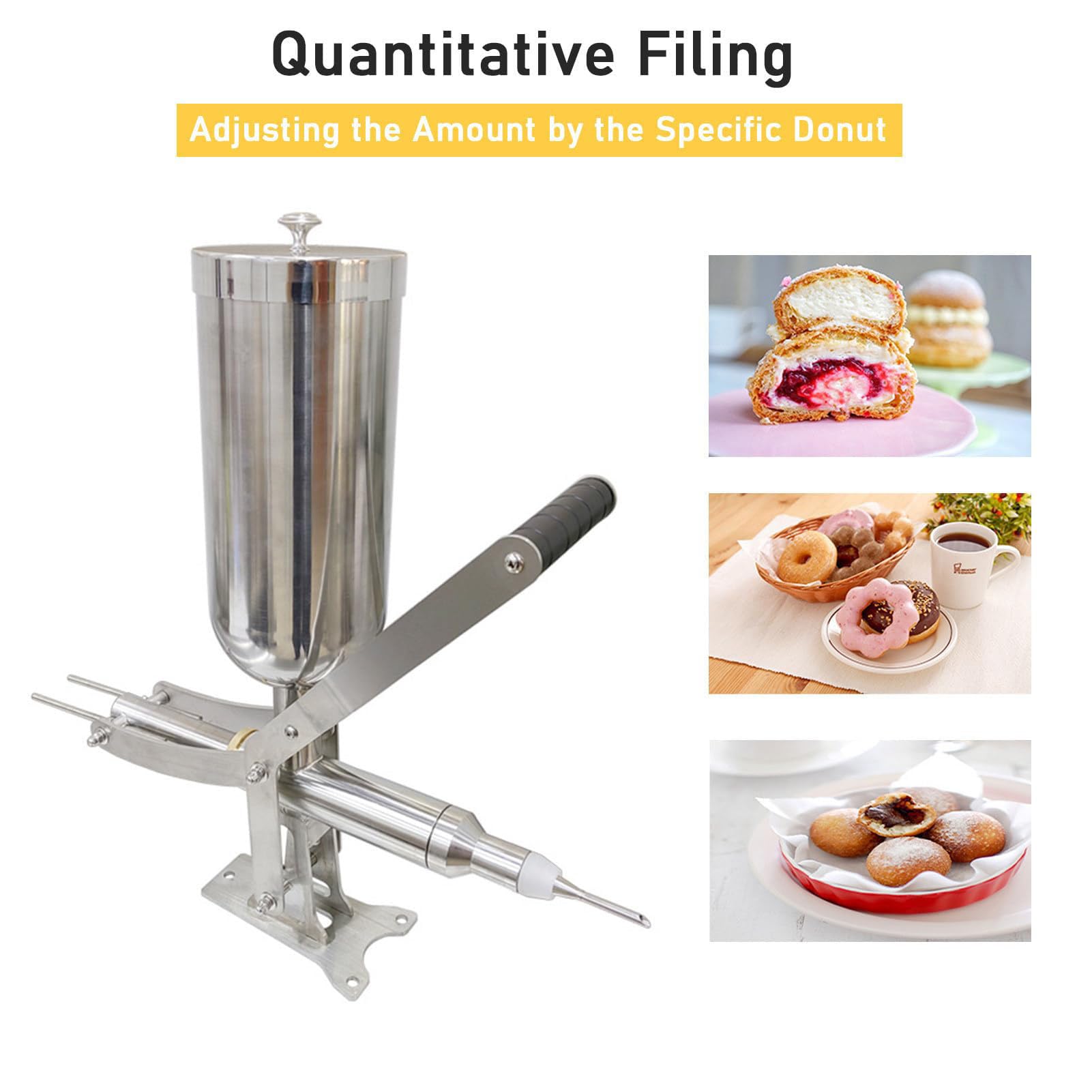 piudoiliy Latin Fruit Churro Jam Filling Machine 5L Stainless Steel Manual Filling Machine Cream Filler for Donuts Desserts — view 4