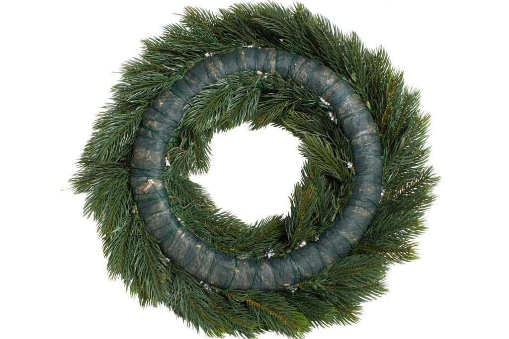 künstlicher Edel Adventskranz/Tannenkranz auf Strohkern, einseitig gebunden (42 cm)
