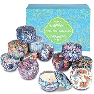 JOSPL Duftkerzen 12 Stück Aroma Kerzen für Frauen Vanilla Lavendel Natürliches Sojawachs Deko Aromatherapie Kerze Geschenkset Geburtstag,Hochzeiten,Geburtstag,Muttertag und Weihnachten, Mehrfarbig