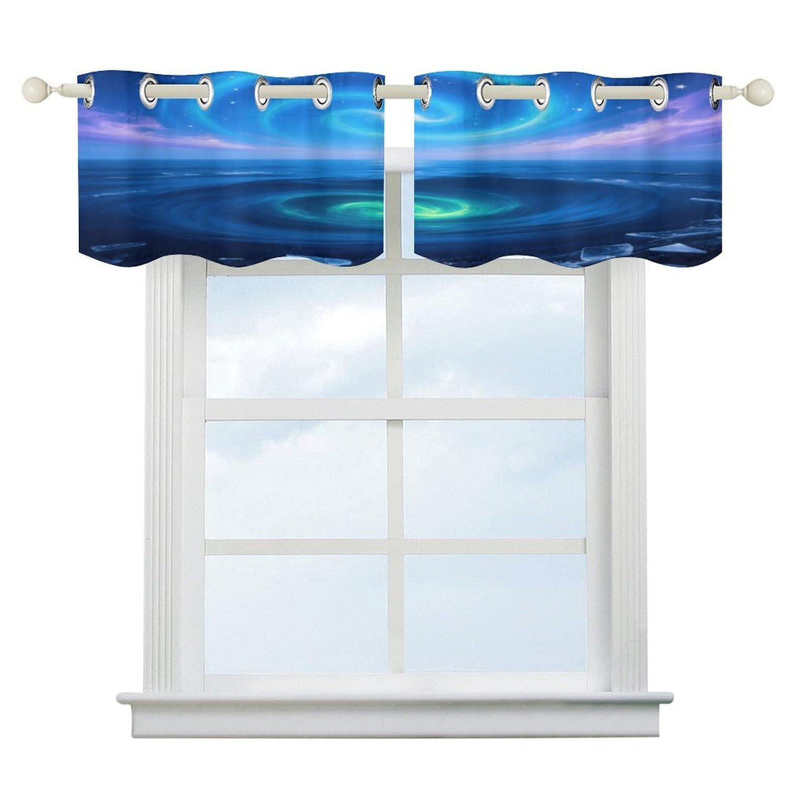 Fekiloot Style Ice Sea Double Vortex Short Curtains Valance Curtain