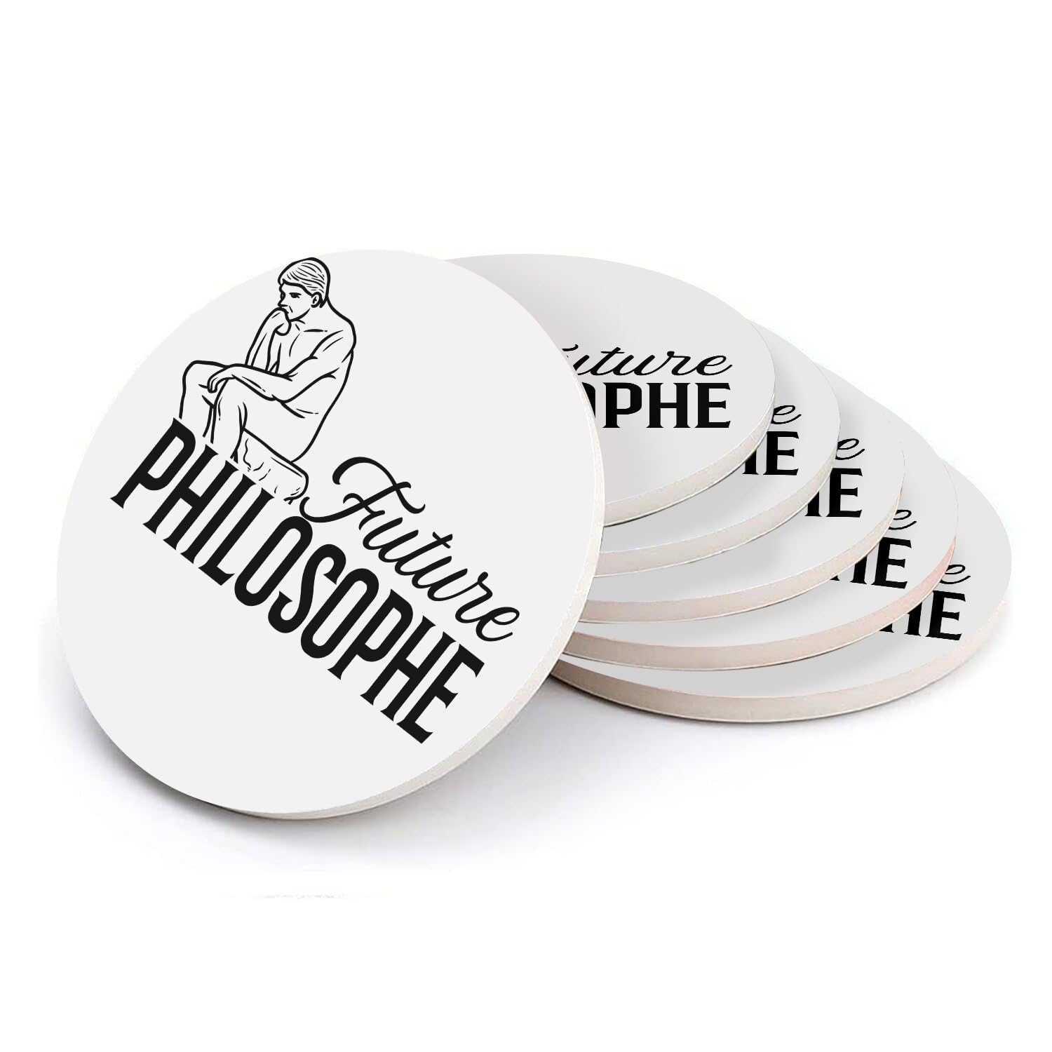 Sous-verre ronds en céramique - Cadeau idéal pour future philosophe