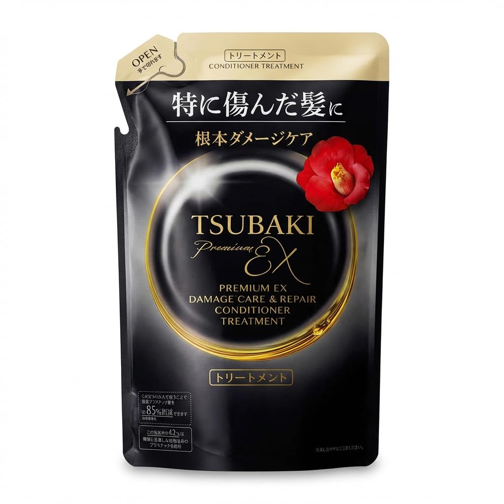TSUBAKI Premium EX Soin Conditionneur Réparateur Intense Cheveux Abîmés Sachet Recharge 300ml