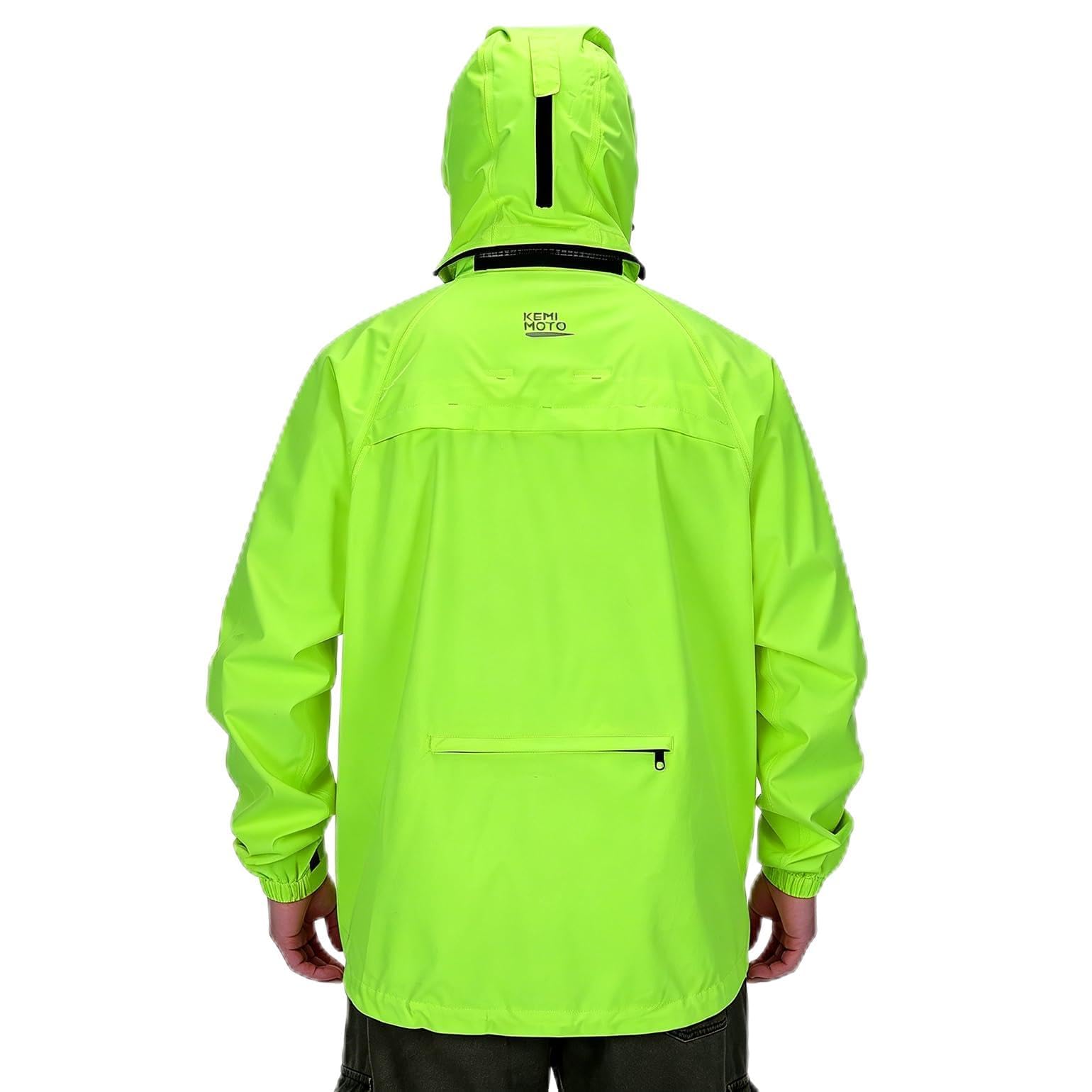 KEMIMOTO Fahrrad Regenjacke Herren, 10.000mm Wasserdicht & 8.000g Atmungsaktiv, Radjacke mit Patentierter 180° Rotations-Kapuze, Doppelter Windleiste, Packbare Regenbekleidung für MTB Rennrad Pendeln