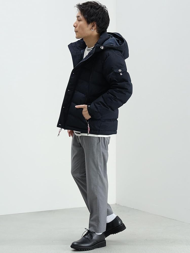 希少XL 大きいサイズ ビームスハート ウール ダウンジャケット紺 美品 フード BEAMS HEART（ビームス ハート）ウールツイル ダウン（ブルゾン