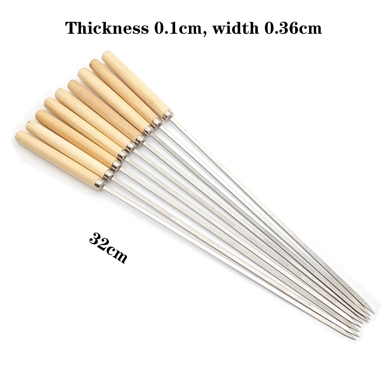Spiedini for grigliate Piatte in Acciaio Inossidabile da 25 Pezzi, spiedini di Kabob, con Comoda Impugnatura in Legno, for Cocktail, Barbecue, Barbecue, Frutta (Size : 100)