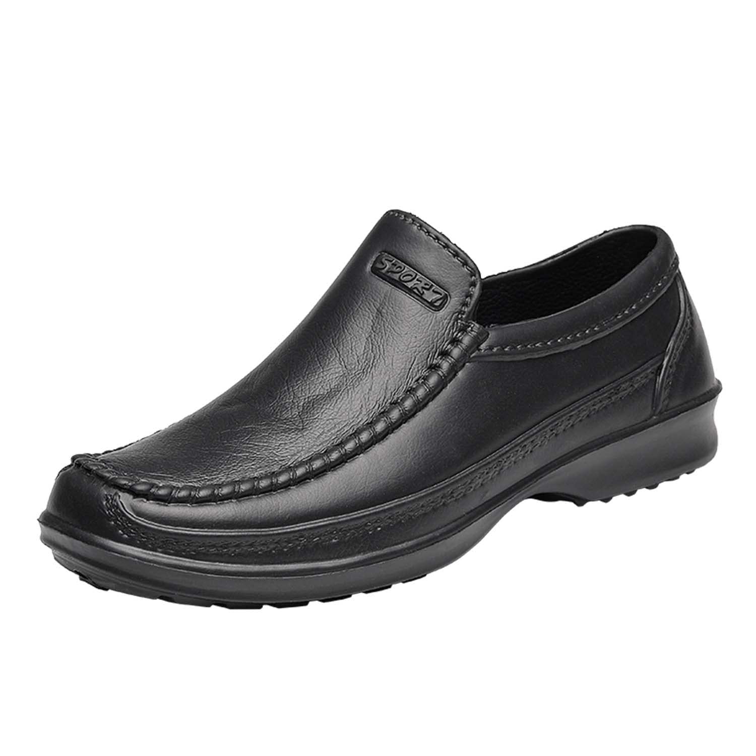 Eliogn Men's Fashion Chef Shoes Slip-On Non-Slip Health-Care Dining Shoes Waterproof and Oil-Proof Work Shoes Water Shoes Black 42