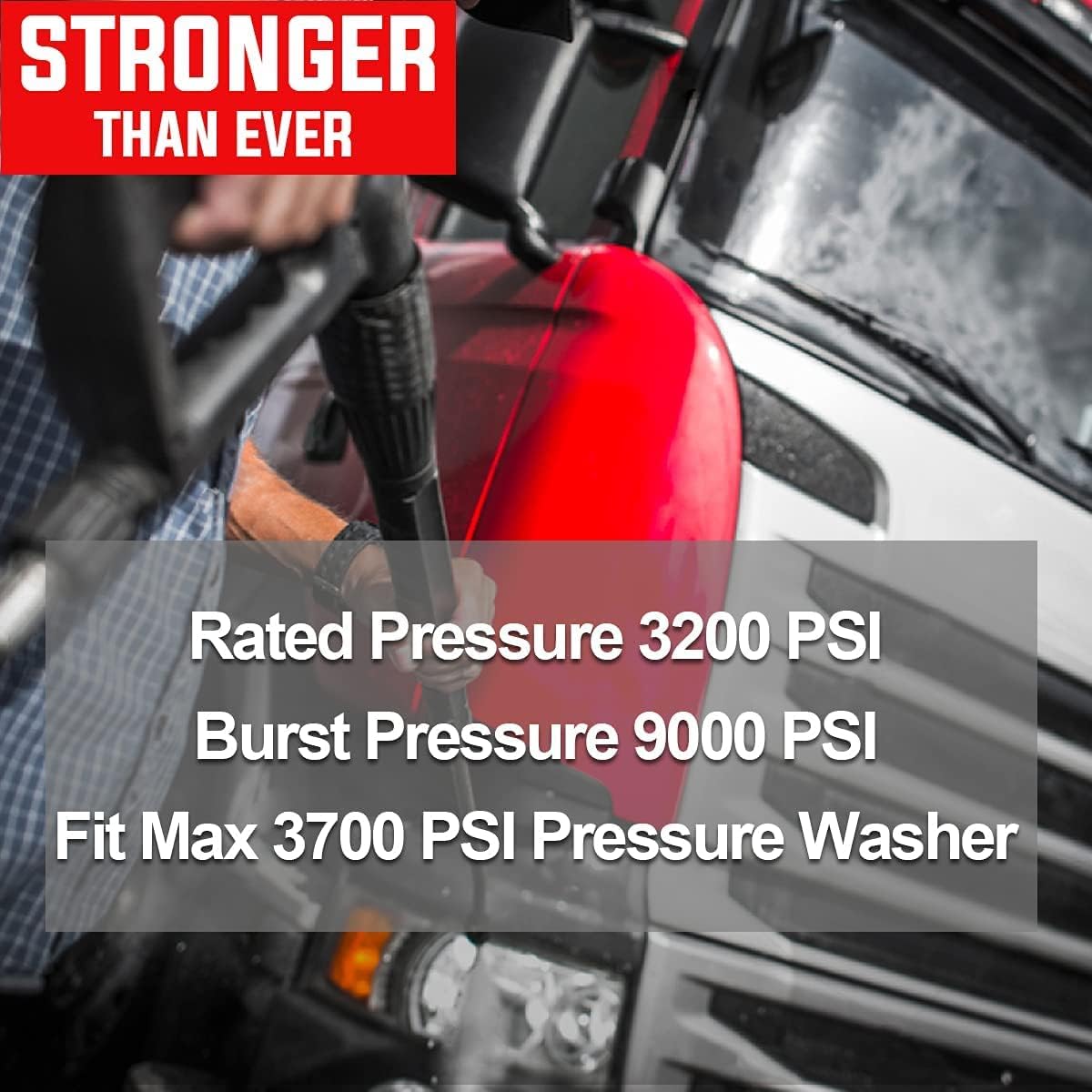 YAMATIC Heavy Duty 3200 PSI Pressure Washer Hose 50 FT X 1/4", M22 to 3/8" Quick Connect Coupler for Replacement/Extension (Wear Resistant Upgrade 3X) : Patio, Lawn & Garden