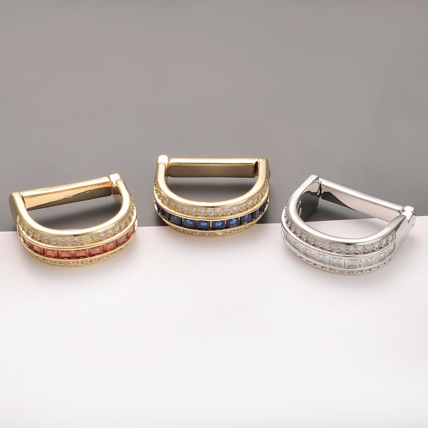 Silver Gold Tie Ring for Men Cubic Zirconia Tie Clip Clasp Business Wedding Suit Jewellery Gift