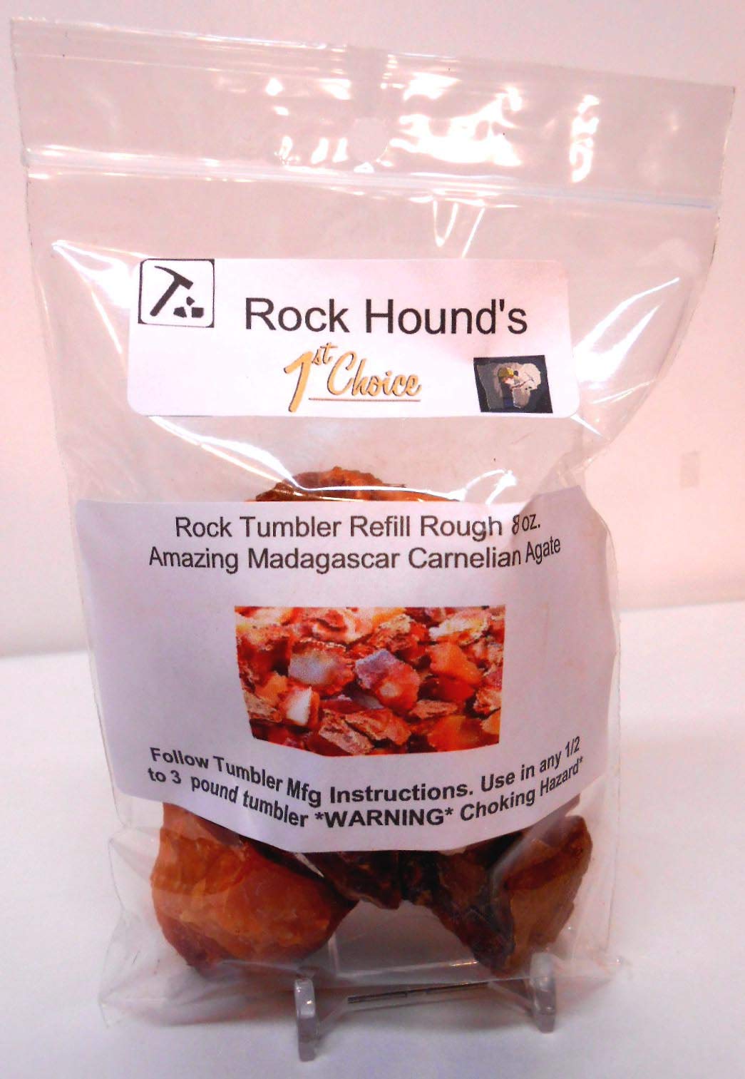Rockhound's 1st Choice Rock Tumbler Gem Refill Kit -Amazing African Carnelian Agate Rough- 8 oz New