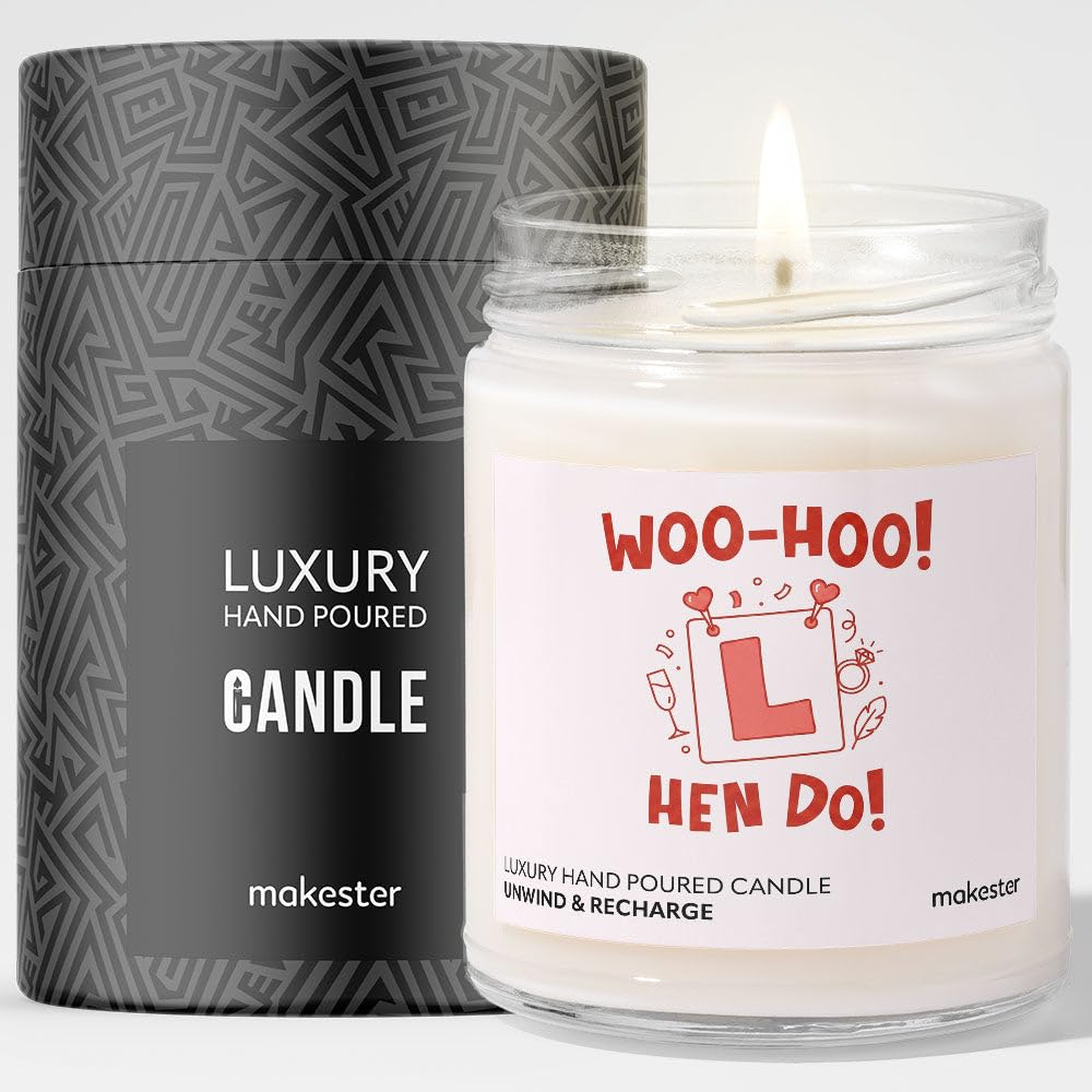 Gift for Hen Do - Luxury Soy Wax Candle - Vanilla, Jasmine, Sugared Almond - Makester โ image 1