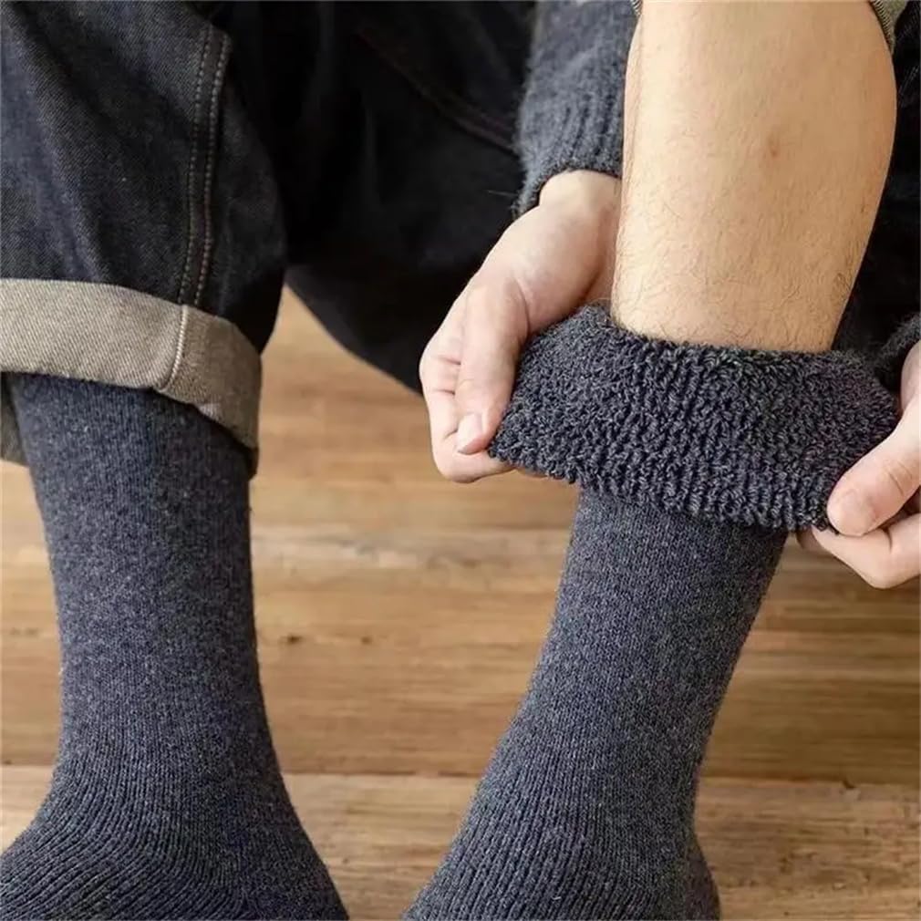 5Pairs/Lot Winter Men's Wool Socks Knee-High Socks Thick Warm Solid Color Soft Comfort Snow Socks