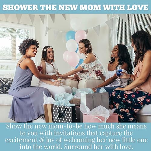 Miniatura 5 de AmandaCreation - Invitaciones temáticas de Baby Shower para niños, 20 tarjetas de relleno de 5 x 7 pulgadas con veinte sobres blancos