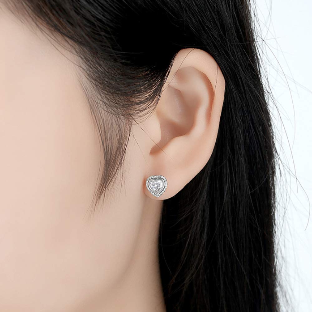 YCTTKDD Herz-Ohrringe – 925er-Sterlingsilber – Geburtsstein mit CZ-Kristall-Anhänger – Feine Schmuck-Ohrstecker für Frauen – rhodiniertes Silber – Zirkonia – Geschenke für Frauen
