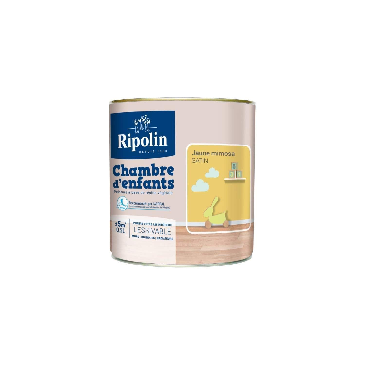 Peinture chambre d'enfant 0,​5L RIPOLIN - Ton: Jaune mimosa