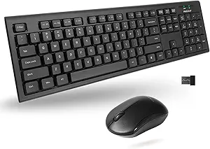 Macally Wireless Keyboard and Mouse Combo, 2.4G Full Size Wireless Mouse and Keyboard Combo for PC, Desktop, Laptop, Notebook, ChromeBook - Ultra Slim Cordless Computer Keyboard Mouse Set