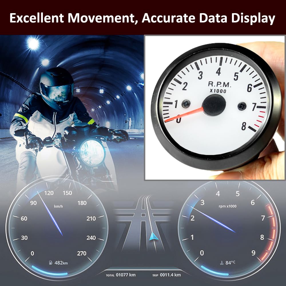 ETOPARS Universelle Kfz Auto Drehzahlmesser 2Zoll 52mm Auto Geschwindigkeitsmesser Messgerät Motor Tachometer Zeiger Anzeige Tacho Blau Lichtanzeige Instrument Tachoanzeige