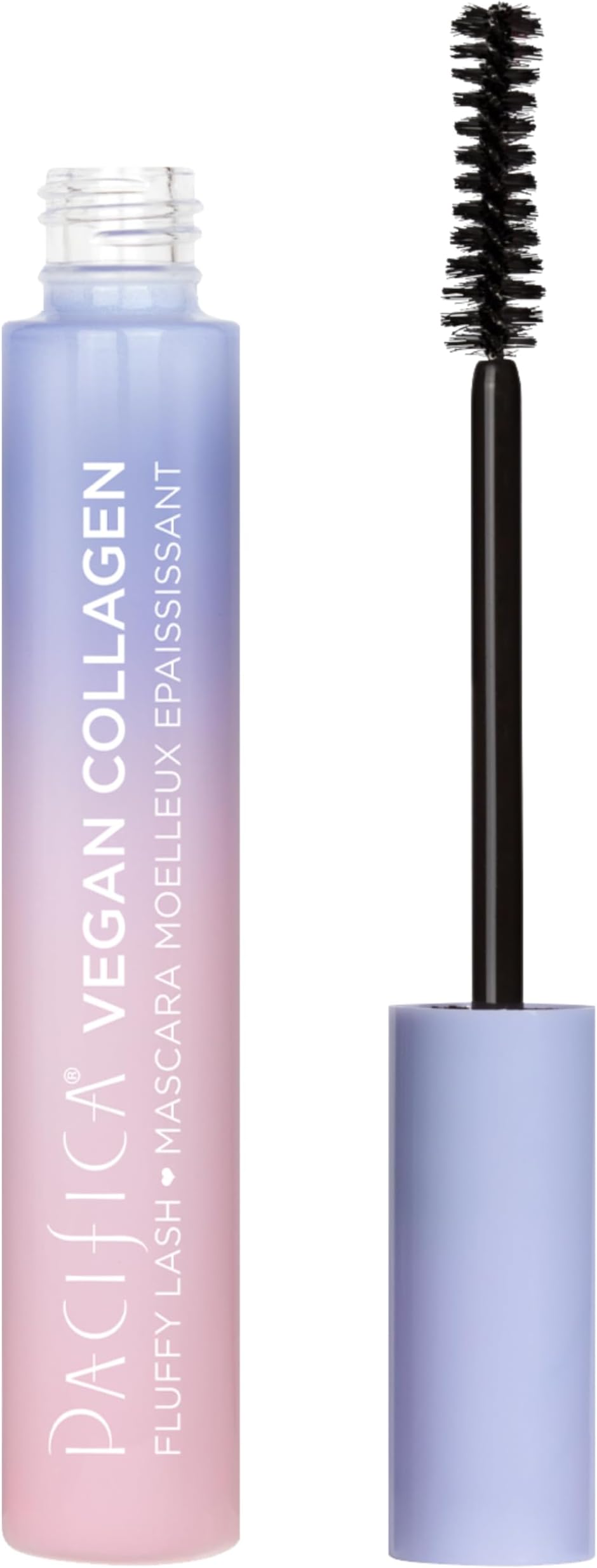 Vegan Collagen Fluffy Lash Mascara – Black Thickening & Lengthening Mascara with Plant Fibers, Full Fluffy Lashes, Vegan & Cruelty-Free, 0.24 oz