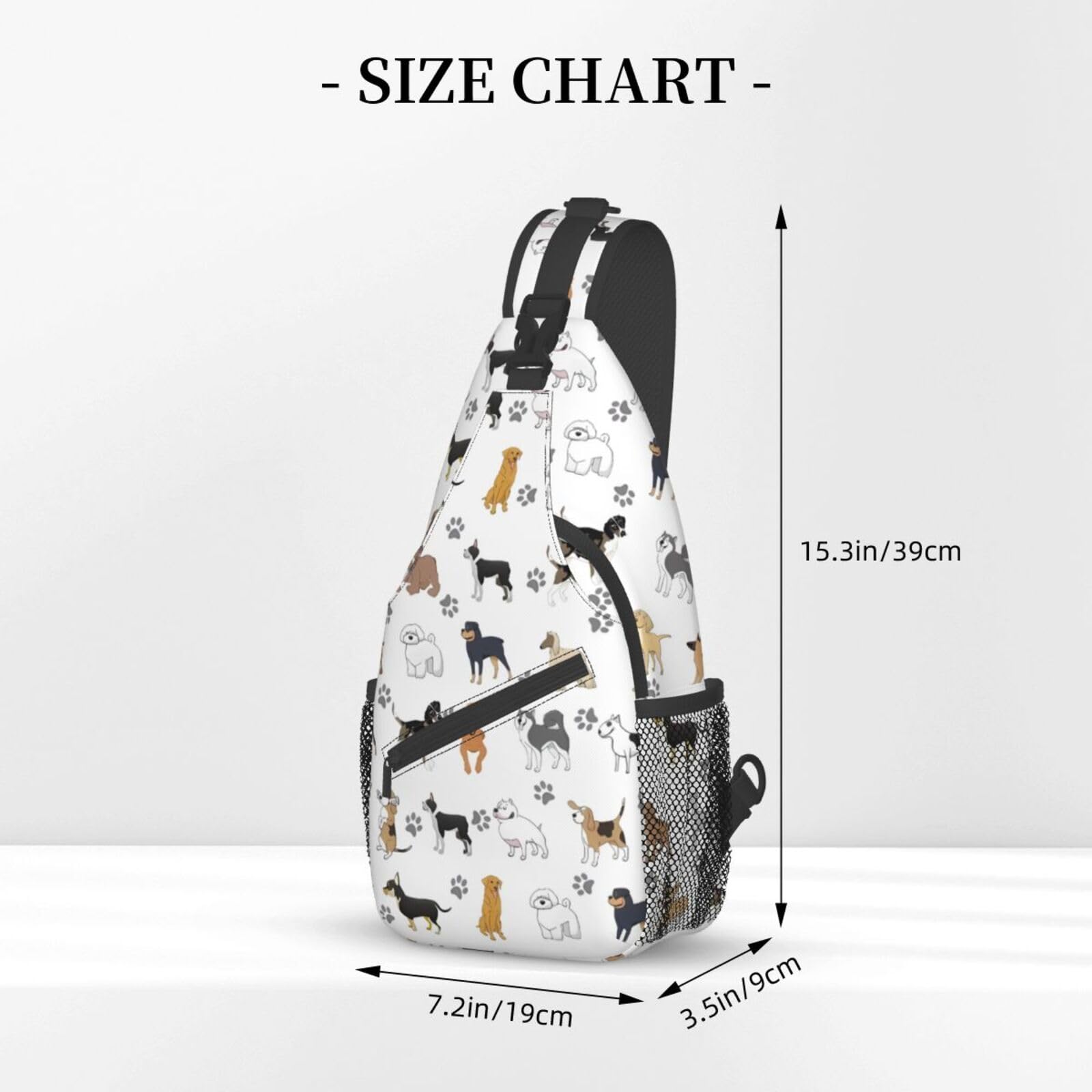 Cute Paw Print Sling Bag Adult Chest Bags Crossbody Backpack Adjustable Casual Daypacks Shoulder Bag for Women Men Travel Bag (White)