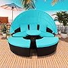 Merax Patio Furniture Outdoor Sectional Sofa Set Rattan Daybed Sunbed with Retractable Canopy, Separate Seating and…