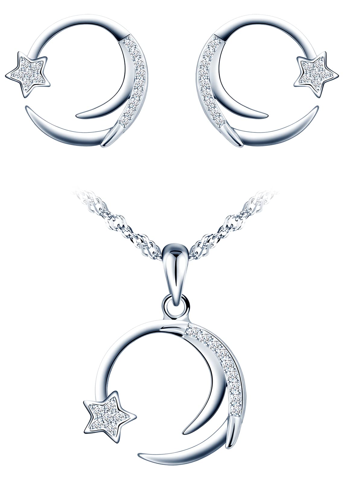 Collana In Argento 925 Con Collana Di Zirconi. Orecchino A Perno - Foto 9