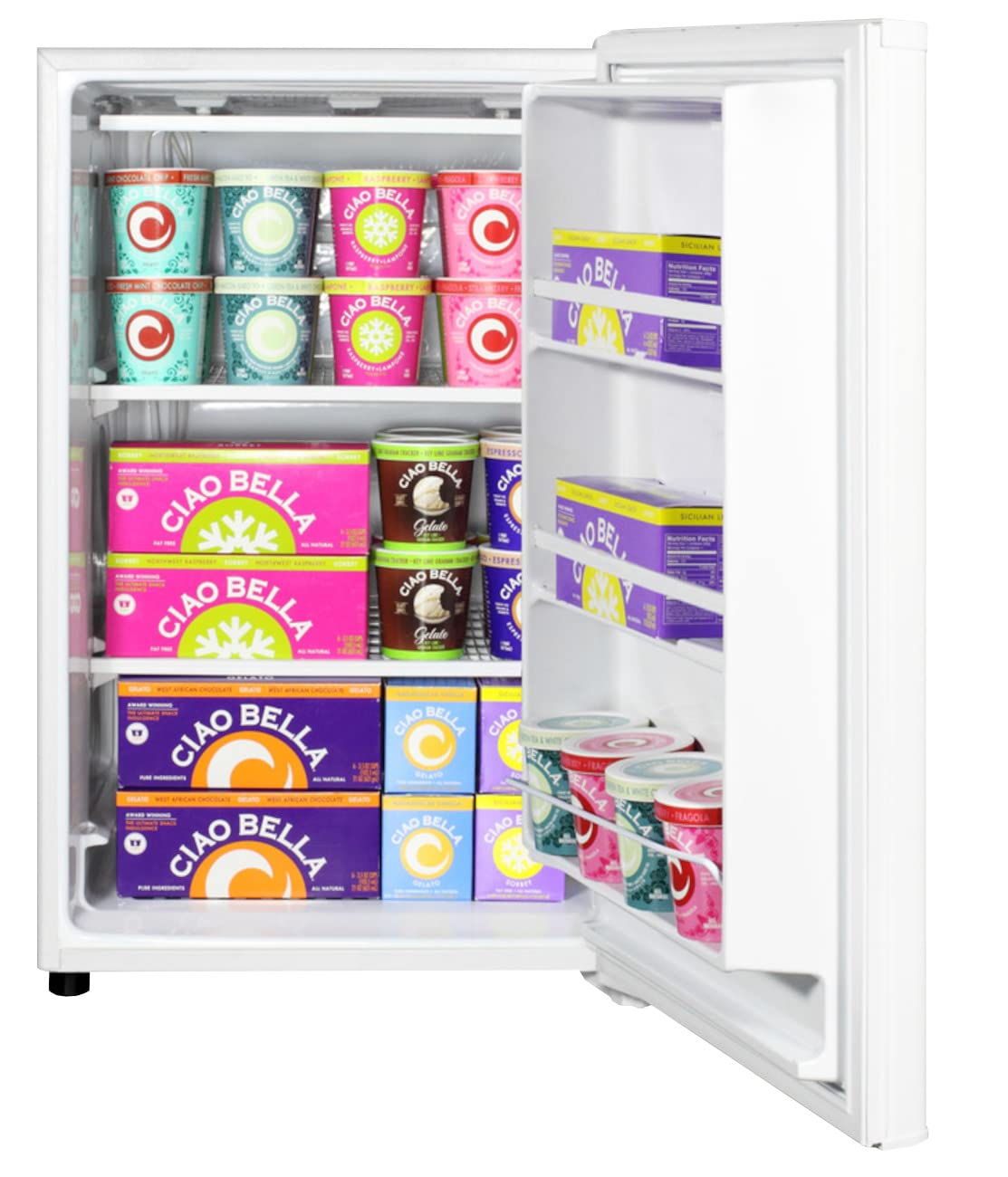 Summit Appliance FS605 22" Wide All-Freezer, White; 5.04 cu.ft Capacity, Manual Defrost, Dial Thermostat, Leveling Legs, 2 Interior Shelves with Built-in Cooling Coils, 3 Door Shelves on Fridge.com