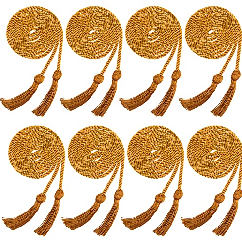 Image of Trounistro 8 Pieces Graduation Cords Yarn Honor Cords with Tassel for College Graduation Students (Antique Gold)