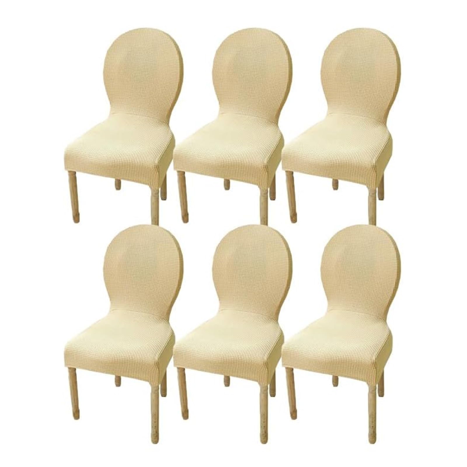 Housses de chaises de salle à manger et cuisine à dossier rond | Lot de 2/4/6 en tissu jaune