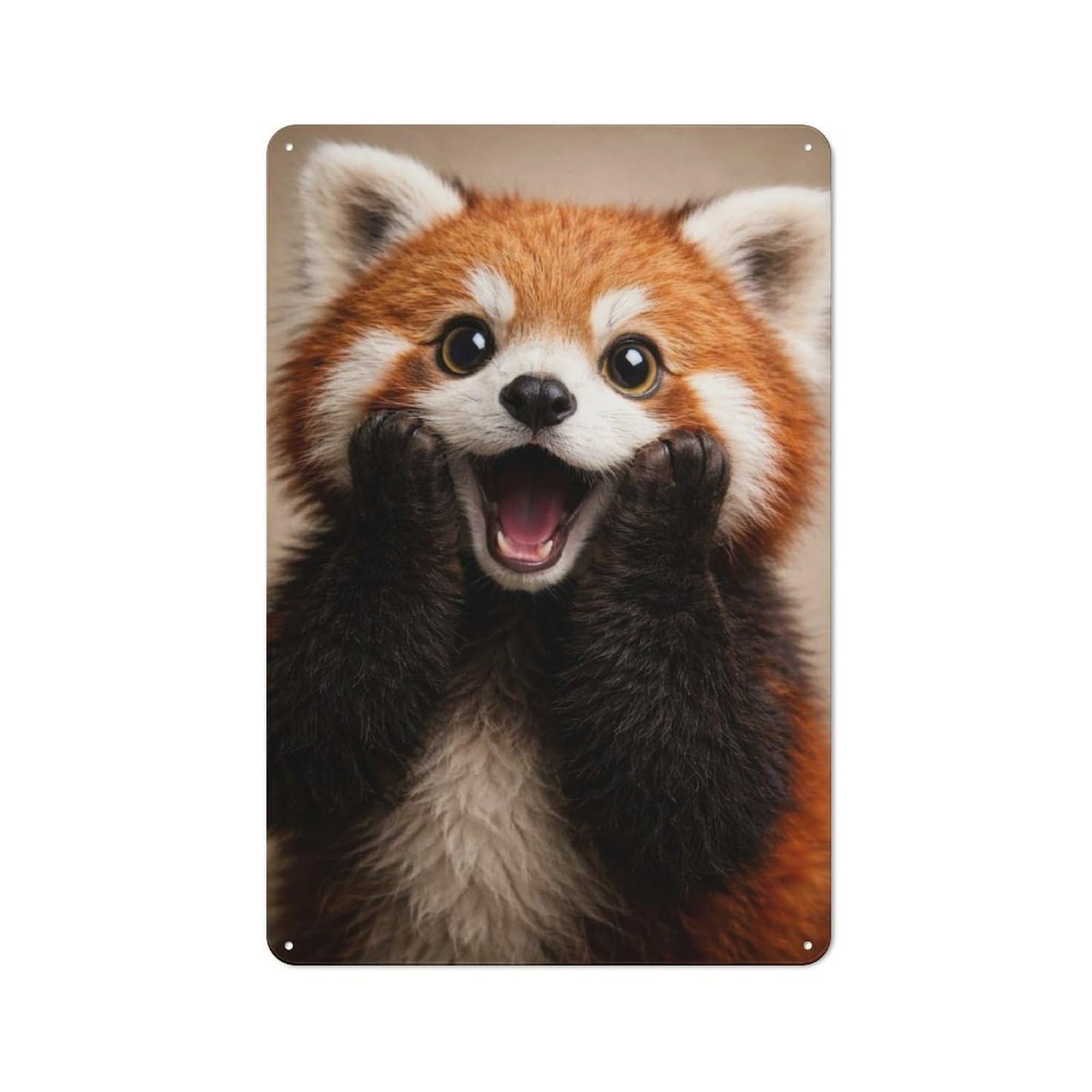 Adorable Red Panda Portrait Industrial Metal Sign 30x20cm, Modern Retro Loft Wall Plaque for Modern Home, Workshop, Office Or Cafe
