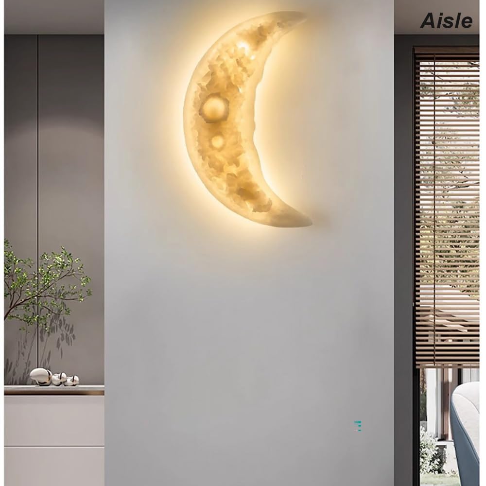 Kinkiet Półksiężyc Żywica LED, Lampy Ścienna do Salonu Oświetlenie