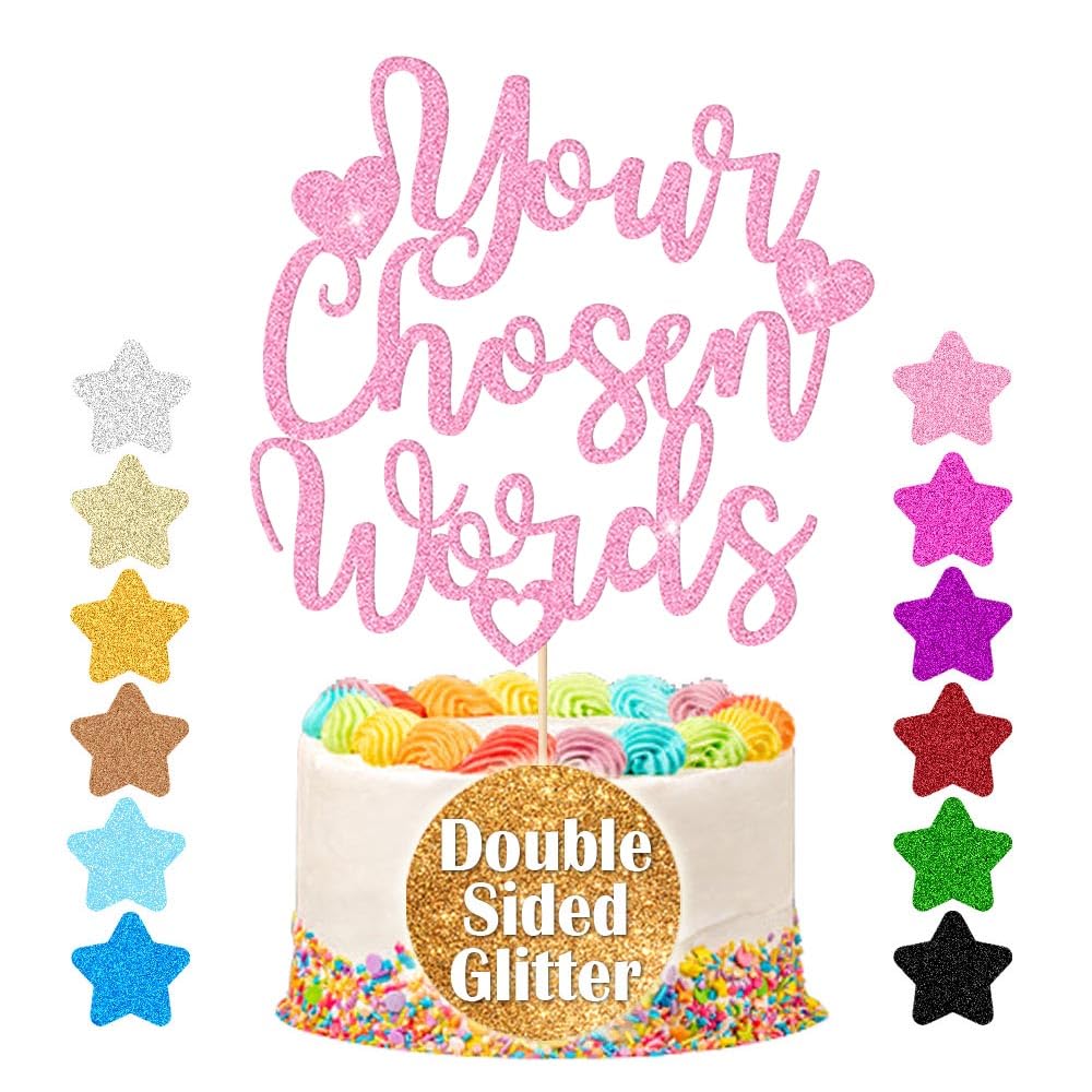 EDSG Personalised Cake Topper | Custom Cake Decoration with Any Text | Multicolour Glitter Wedding Party Decoration 13 15 18 21 25 30 45 60 (Baby Pink)