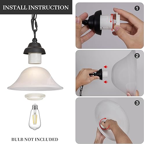 Miniatura 5 de Lámpara colgante vintage de enchufe, luces colgantes con cable de enchufe, cable de 16.4 pies y cadena de 14.7 pies regulable, lámpara colgante