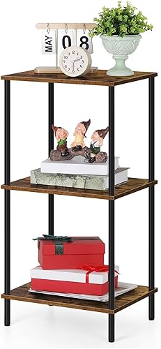 Miniatura 10 de ETELI Mesa auxiliar de 5 niveles de altura de 58.6 pulgadas de alto, estante esquinero negro con almacenamiento multifuncional soporte de mesa