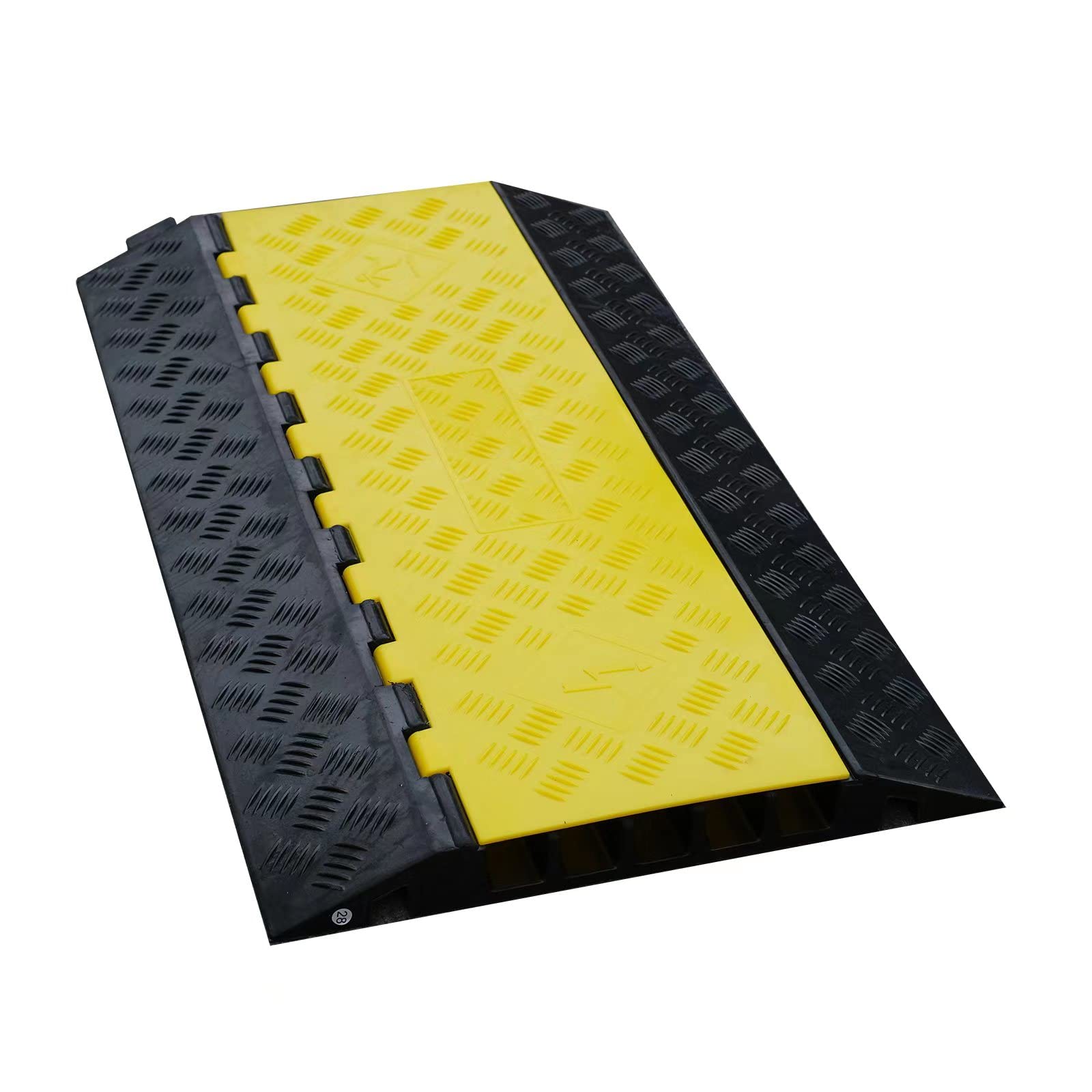 Vffoto 1 Pack 5 Channel PVC Rubber Durable Cable Protector Ramp Cover, Supports 18000lbs Load Capacity Heavy Duty Cord Protection w/Flip-Open Top Cover for Wire/Hose/Pipe Hider Driveway & Indoor